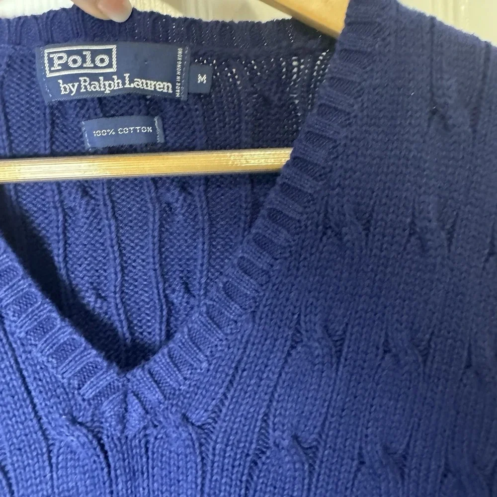 Ralph‎ Lauren Polo Golf Men's Navy Blue Cable Knit Sweater Vest Size Medium
